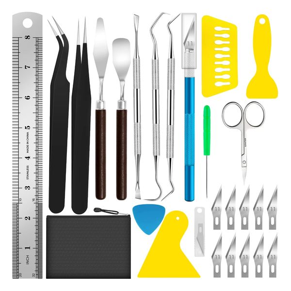 JTIEO Weeding Tools for Vinyl 26Pcs Craft Weeding Tools Kits Cricut Weeding Tool Set Scrapbooking Tools DIY Art Tools Precise Vinyl Weeding Tool Kit