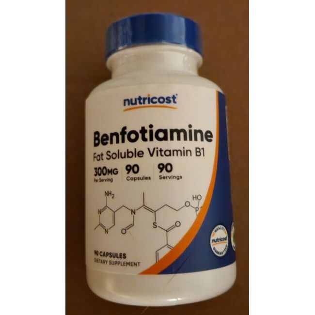 Mega Benfotiamine 300mg 90 Caps Gluten Free and Non-GMO Nutricost Vitamin B1