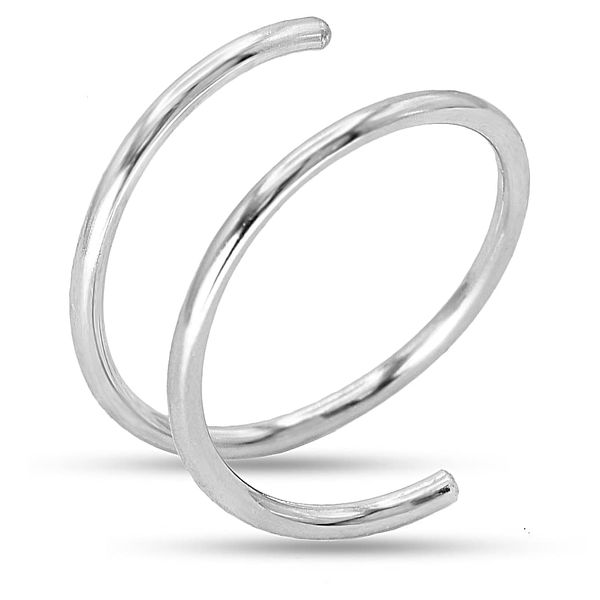 Sterling Silver Spiral Double Nose Hoop Ring for Single Piercing, Handmade Tiny Twist Nose Ring Hoop Piercing Jewelry for Women