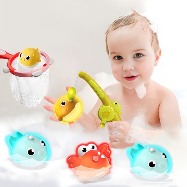 Baby Bath Toys for Toddlers,Bath Toys Set for Toddlers 1-3, Bathtub Toy with Light Up Magnetic Fishing Toys Gift for Baby Kids Girls Boys