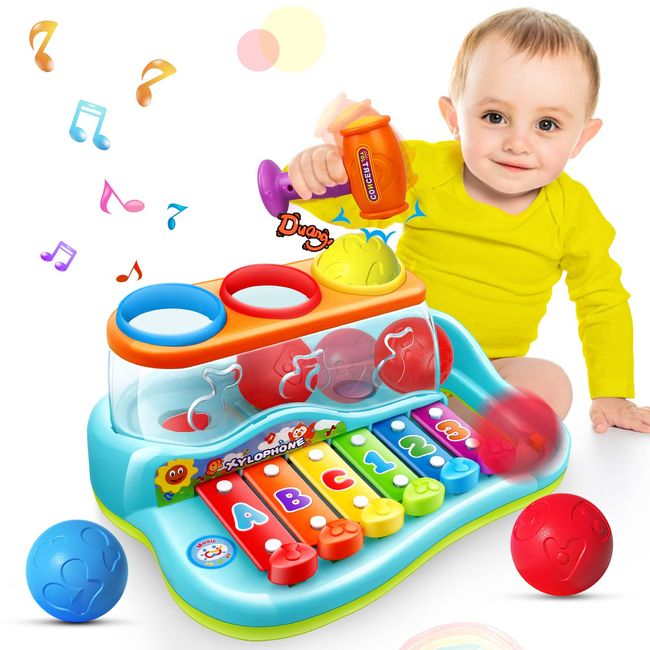 Kaybolge Baby Spielzeug 1 Jahr Baby Spielzeug 12-18 Monate Xylophon Kinder Hammer und Ball Frühe Entwicklung & Aktivität Weihnachten Geburtstagsgeschenk Spielzeug 1 2 3 Jahre Alter Junge Geschenke