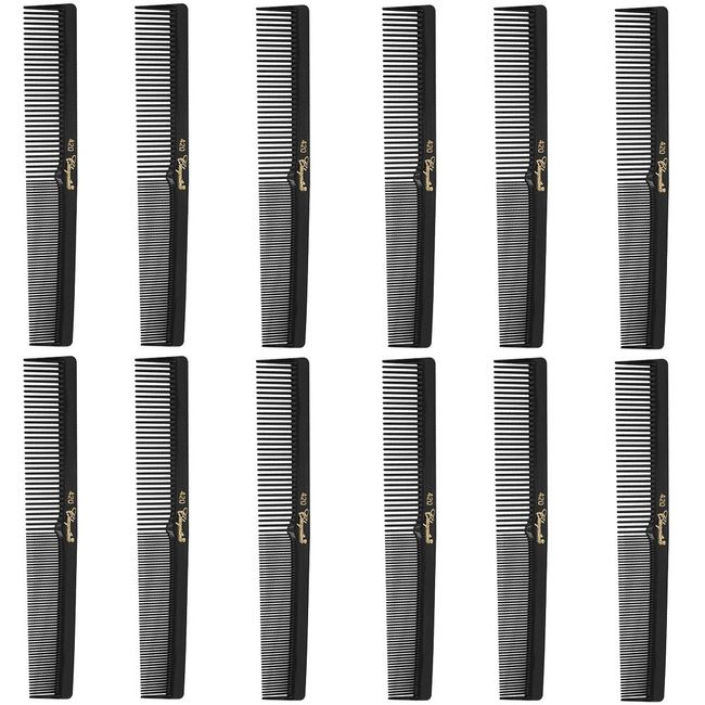 Krest Cleopatra 420 7" Flat Square Back Barber Hair Comb (12 Pack)