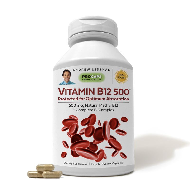 ANDREW LESSMAN Vitamin B12 500 180 Capsules AbsorptionProtected