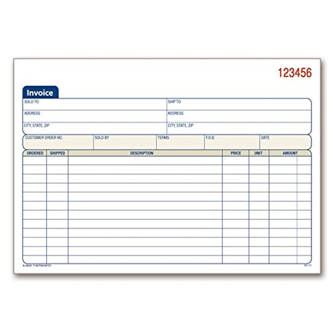 Adams Invoice Book, 2-Part, Carbonless, 5-9/16 x 8-7/16 Inches, 50 Sets per Book (DC5840)