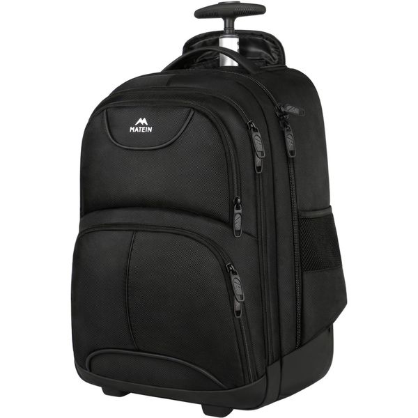 Rolling Backpack, 17 Inch Water Resistant Wheeled Laptop Backpack, Carry on Lugg