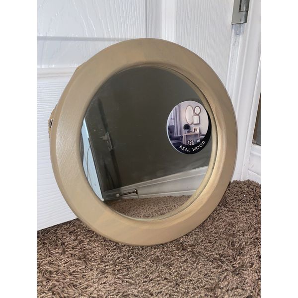 Wooden Round 10 Inch Wall Mirror