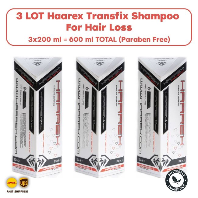 3 LOT Haarex Transfix Shampoo For Hair Loss (Paraben Free) (NEW)