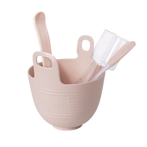 Alipher Facemask Mixing Bowl Silicone Facemask Mixing Tool DIY Makeup Mixing Bowl Stylish Facial Skincare Tool With Spatula Measuring Spoons (Pink)