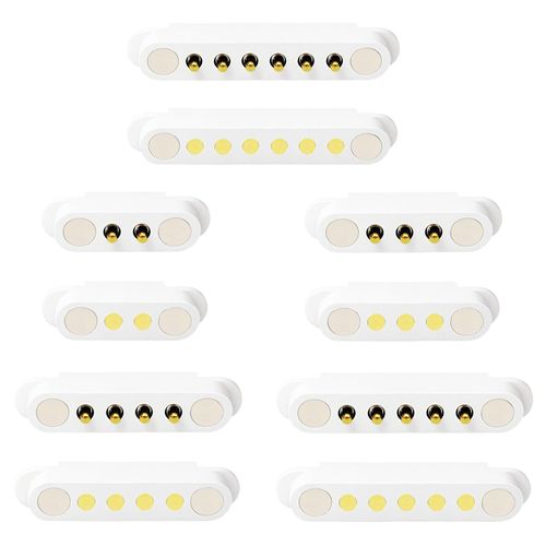 2 Pair White Magnetic Pogo Pin Connector, 2/3/4/5/6P 2A Pogopin Magnetic Connector Male+Female 2.54/2.5 MM Through Holes Spring Loaded Connector DC Power Socket Charge Probe Connector (6Pin)