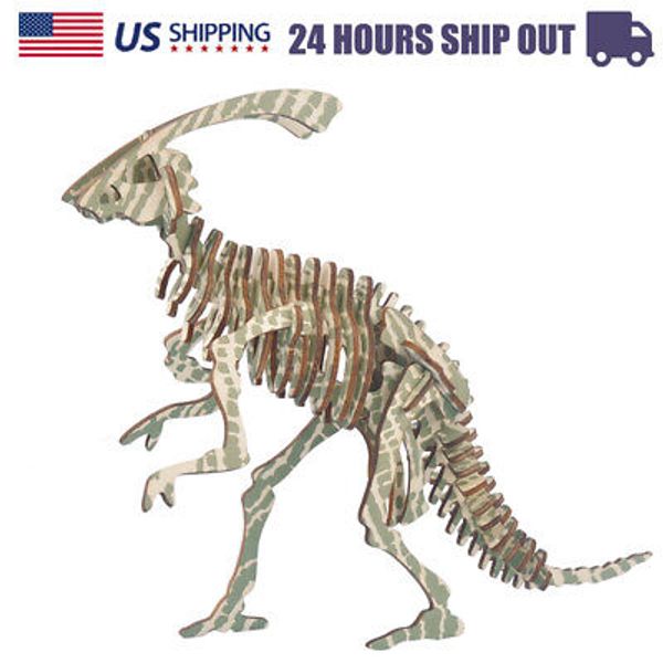 3D Puzzle Toy Wooden Parasaurolophus Assembly Christmas Gift for Kids Boys Teens