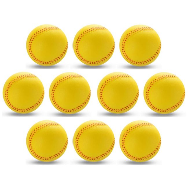 KINOKINO Baseball Practice Urethane Balls Diameter Approx. 2.8 inches (7 cm) (Yellow, Set of 10 Balls)