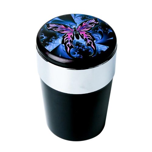 Car Ashtray,Ashtray Can with Lid,Ashtray for Outside Patio, Portable Smokeless Ashtray Cup Cigar Garbage Container with Blue LED Light, Ashtray For Car, Smell Proof Ashtray With Lid