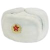 Authentic Russian Winter Hat Ushanka White-64, with Russian Eagle Insignia