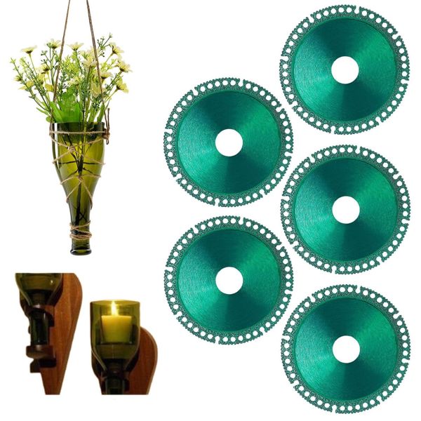 Indestructible Disc for Grinder - 5 PCS Glass Cutting Disc 7/8" & 5/8" Arbor, 4 Inch Glass Saw Ultra-Thin Saw Blade for Grinding of Glass, Jade, Wine Bottles, Tile