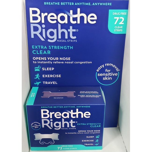 NIB Breathe Right Extra Strength 3M Nasal Strips  72 ct Sensitive Skin EXP 3/28