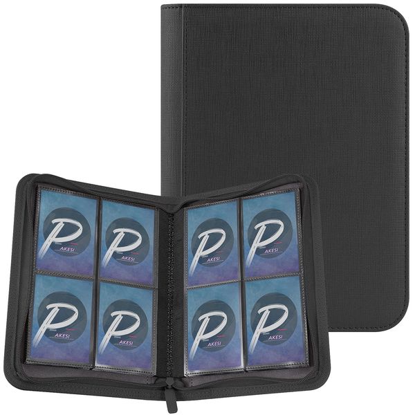 PAKESI Star Card File 4 Pockets Holds 160 Cards to Collect Card Sheets and Other Cards - Star Card Collection Files (Black)