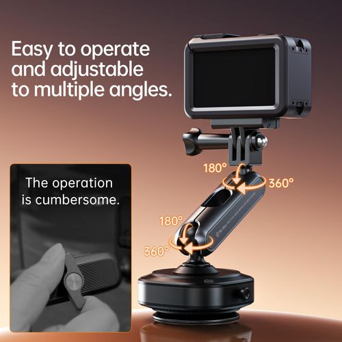 BONERUY Electric Suction Cup Camera Mount with 360° Ball Head Magic Arm, Three-Prong Claw Compatible with Various Models of Sporting Cameras