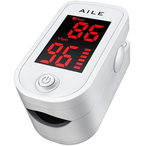 [2023] AILE Pulse Oximeter Oxygen Monitor Finger Adults Accurate Fast Easy Larger Red Screen Blood Saturation Monitor with Lanyard Oxymetre Sats Monitor Oxygen Saturation Monitor Blood Oxygen Monitor