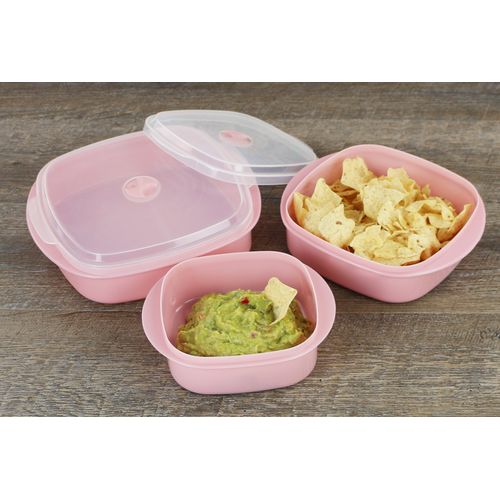 Reston Lloyd Microwave Storage, Adjustable Vent on Lids Cookware Set, Multiple Sizes, Pink