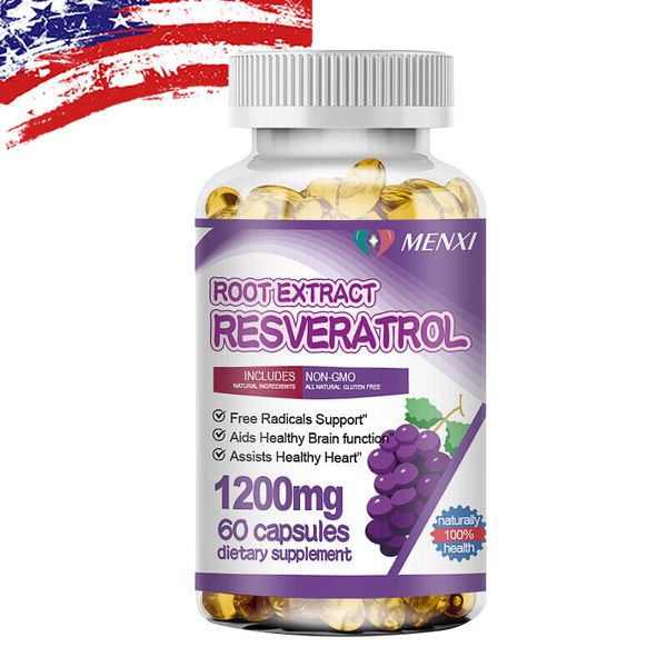 1200 MG Strength Natural  Resveratrol Maximum CAPSULES Anti Aging Antioxidant