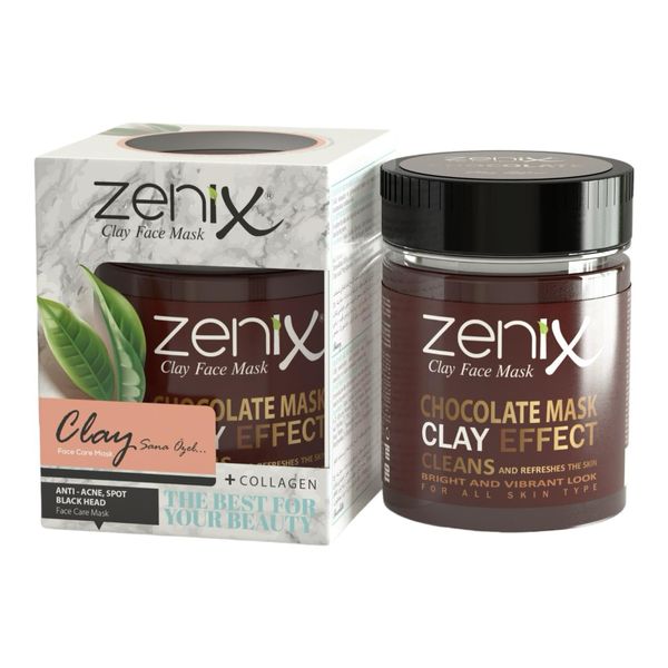 Zenix Clay Face Mask Chocolate 190gr | Gesichtsmaske mit Tonerde | Gesichtskur mit Schokolade | Gesichtspflege für Männer & Frauen - gegen Pickel, Mitesser und Unreinheiten | Kil Maskesi