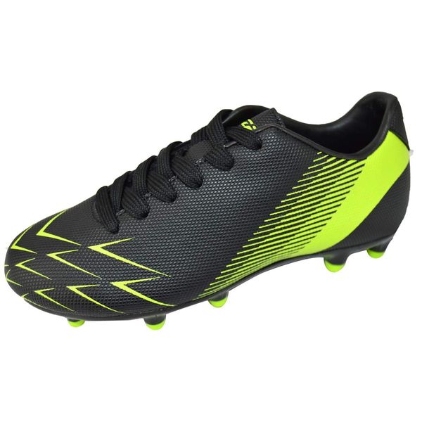 Vizari Ranger Firm Ground Youth Soccer Cleats for Boys & Girls - Black/Green, Size 2.5| Lightweight, Water-Resistant and Durable Kids Football Cleats | Perfect Soccer Shoes for Practice or Game Day