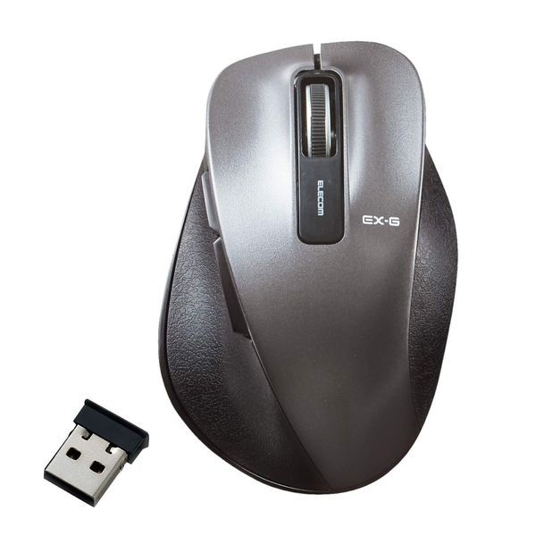 Elecom M-XGM10DBBK/EC Wireless Mouse, 5 Buttons (With Back/Forward Button), Blue LED, Extreme Grip, Gun Metallic, Size M