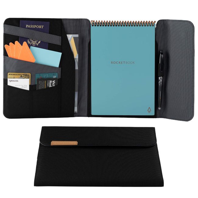 Rocketbook Flip Capsule Folio Cover - 100% Recyclable Cover with Pen Holder, Magnetic Clasp & Inner Storage - Black, Letter Size (8.5" x 11") (CAP-FLP-L-CGN)