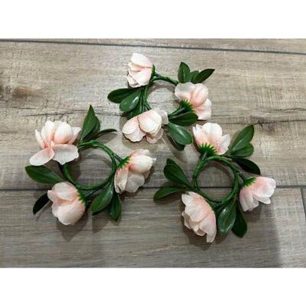 60 Mini wreath pink floral votive tealight candle rings shower favors decor NEW