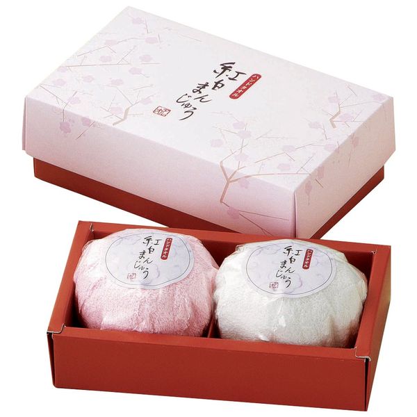 NIPPON UTENSIL TFG0702802 Hand Towels, Red and White Manju, Original Sweets Towel Sohonpo Keijiki Kashi, Assortment, Pack of 2