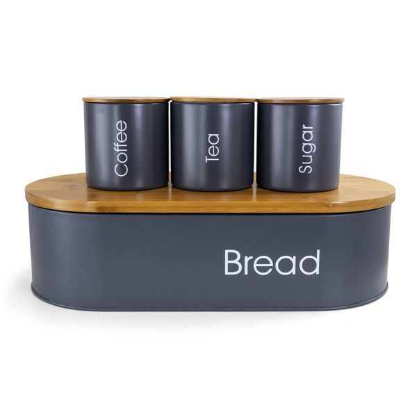 Megachef Bamboo Kitchen Countertop Bread Basket Set with Metal Accents