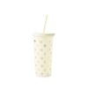 Kate Spade Tumbler With Straw, Gold Dots