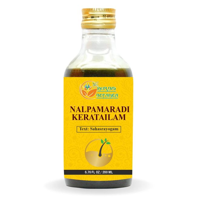 Herbs Botanica Nalpamaradi Thailam Keratailam Skin Radiance Treatment Ayurvedic Oil With Turmeric Oil for Skin, Face & Body with 15 Ayurvedic Herbs 200ml / 6.76 Fl Oz