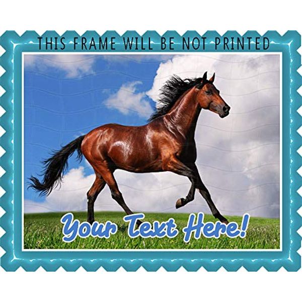 Brown Horse - Edible Cake Topper - 7.5" x 10" (1/4 sheet) rectangular