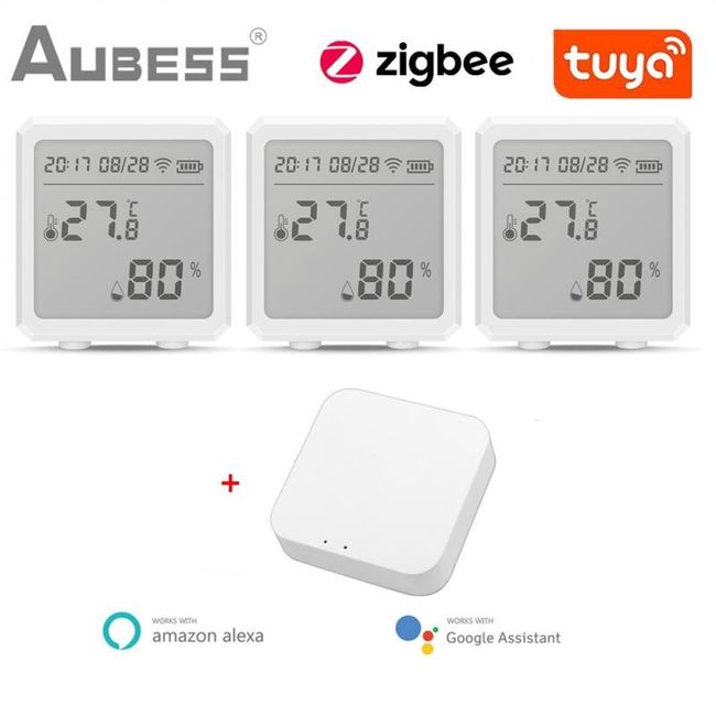 AUBESS Tuya Mini Zigbee Temperature &Humidity Sensor Work with