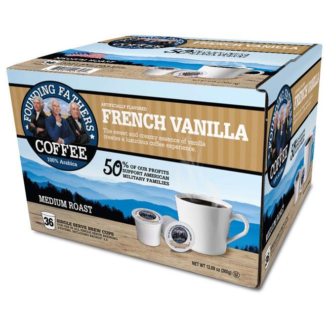 Founding Fathers Coffee Single Serve Pods for Keurig 2.0 K-Cup Brewers, French Vanilla, 36 Count