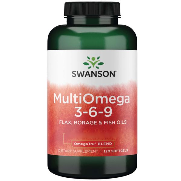 Swanson, MultiOmega 3-6-9, Linseed Oil, Borage Oil and Fish Oil, 120 Softgels, Gluten-free, GMO-free