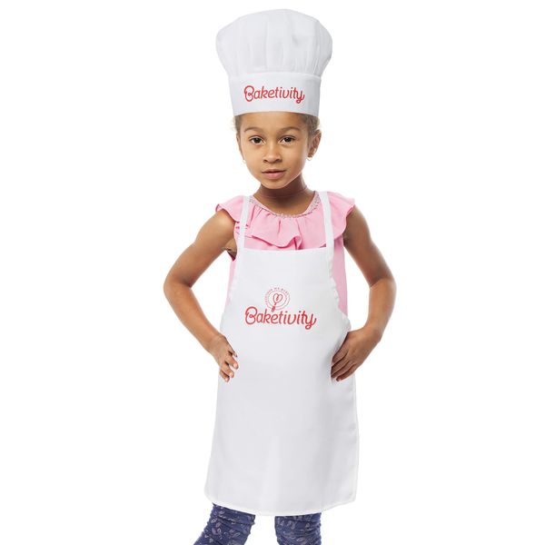 Baketivity Kids Chef Apron and Hat Set, Washable Chef Outfit, Young Chefs and Junior Bakers