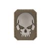 PVC 3D Skull Patch, Velcro Backed, Grey/Olive Green Small