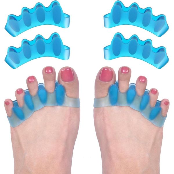 4 Pcs Gel Toe Spacers Correct Hammer Toe Bunion Corrector for Men, Women Blue