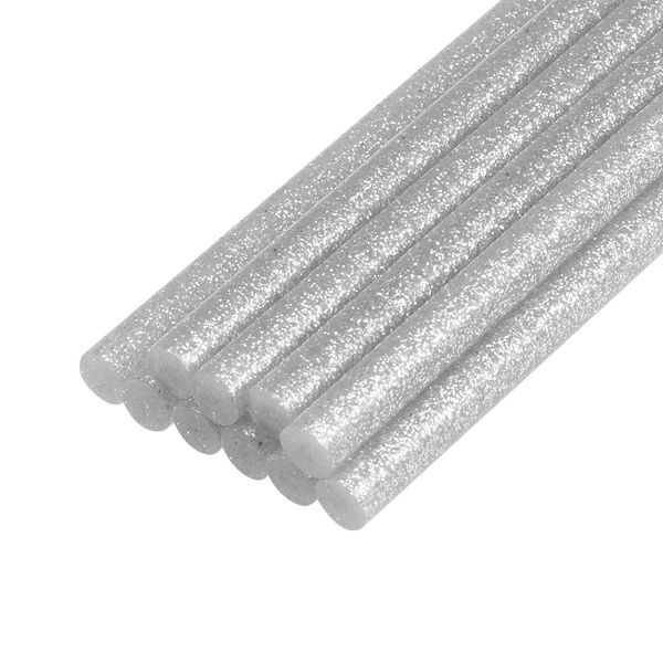 sourcing map Mini Hot Glue Sticks for Glue Gun 0.27-inch x 4-inch Silver Grey Glitter 10pcs