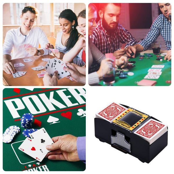 Unniweei Automatic Card Shuffler, Electric Battery-Operated Shuffler, Casino Card Game for Poker, Home Card Game, UNO, Phase10, Texas Hold'em, Blackjack, Home Party Club Game