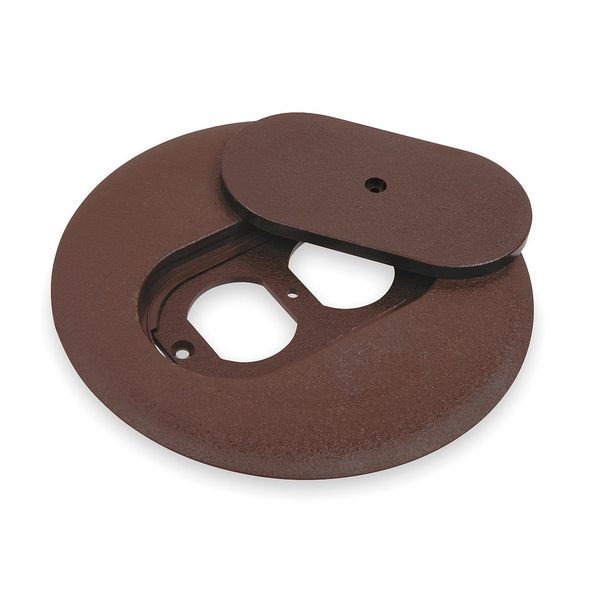 Floor Box Cover, Round, 6 in., Brown