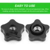 4PCS T-Track Knobs, 3/8 Inch 16 Through-Hole knobs, Five-Star Thru Threaded Knob Nuts, Star Shape Knurled Clamping Nuts for Sawing Machine, Drilling Machine, Plastic Screw-On Type(Black)
