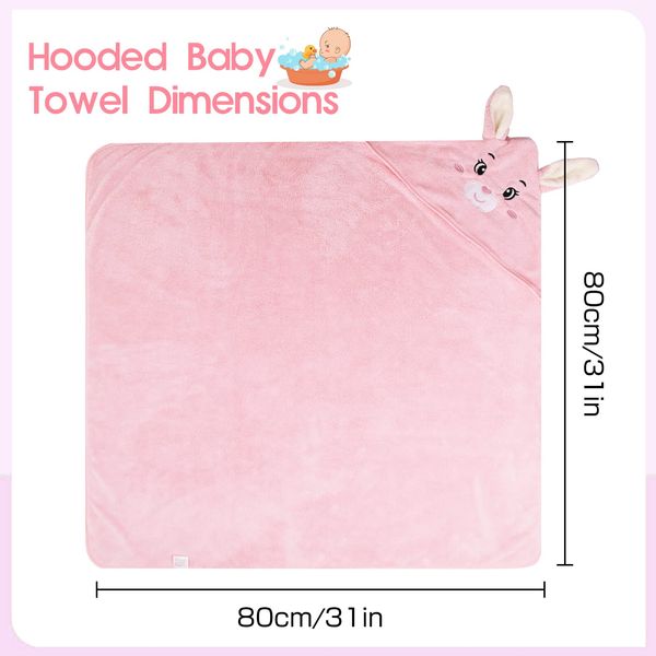 HiABsee Baby Towels with Hood Ultra Soft Hooded Baby Towels Newborn, Unique Animal Design Baby Bath Towel for Boy and Girl, Rabbit