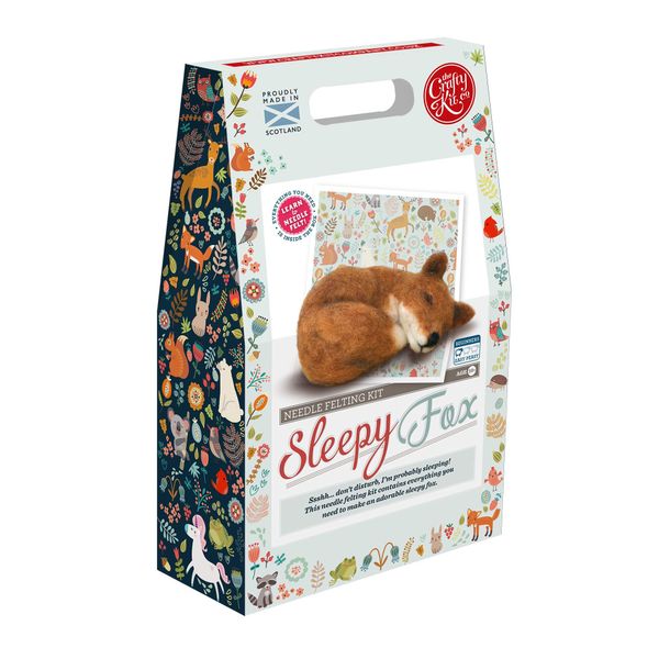 The Crafty Kit Company Sleepy Fox DIY Needle Felting Craft Kit for Beginners – UK-Sourced Materials