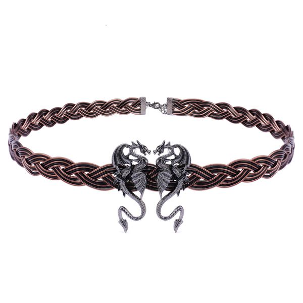 Coteeza Black Dragon circlet Headband Viking Celtic Braided Crown Adjustable Fairy Headpiece Metal Royal Vintage Tiara Cosplay Medieval Costume Hair Accessory for Women Men Renaissance