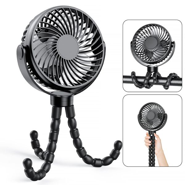 Asuka Hikari Portable Fan, Rechargeable, 5,000 mAh, 4 in 1, Tabletop, Hanging, Handheld, Winding, Handheld Fan, 3 Adjustable Air Flow, 720° Angle Adjustment, 24 Hours Continuous Operation, Mini Fan,