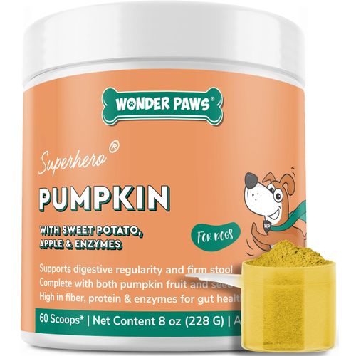 Organic Pumpkin for Dogs – Organic Pumpkin Fiber for Dogs – with Apple, Sweet Potato & Enzymes for Gut Health, Stool, Constipation & Digestion – Fiber Topper Or Mix with Water to Create Pumpkin Puree