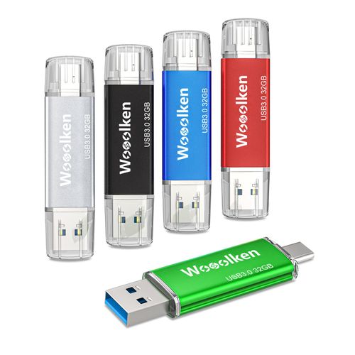 USB C Flash Drive 32GB 5 Pack, Wooolken USB 3.0 Dual Drive Type-C Thumb Drive OTG USB Compatible with iPhone 16/15, Android Smartphone/Tablets/Computers